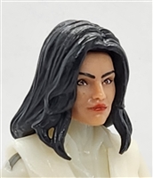 Female Head: "CHRISTINA" LIGHT-TAN (Asian) Skin Tone with 2 (TWO) BLACK Hair Pieces (LONG AND MEDIUM Length) Deluxe Set - 1:18 Scale MTF Valkyries Accessory for 3-3/4" Action Figures