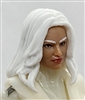 Female Head: "CHRISTINA" LIGHT-TAN (Asian) Skin Tone with 2 (TWO) WHITE Hair Pieces (LONG AND MEDIUM Length) Deluxe Set - 1:18 Scale MTF Valkyries Accessory for 3-3/4" Action Figures