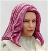 Female Head: "CHRISTINA" LIGHT Skin Tone with 2 (TWO) PINK Hair Pieces (LONG AND MEDIUM Length) Deluxe Set - 1:18 Scale MTF Valkyries Accessory for 3-3/4" Action Figures