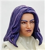 Female Head: "CHRISTINA" LIGHT Skin Tone with 2 (TWO) PURPLE Hair Pieces (LONG AND MEDIUM Length) Deluxe Set - 1:18 Scale MTF Valkyries Accessory for 3-3/4" Action Figures