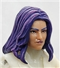 Female Head: "CHRISTINA" LIGHT-TAN (Asian) Skin Tone with 2 (TWO) PURPLE Hair Pieces (LONG AND MEDIUM Length) Deluxe Set - 1:18 Scale MTF Valkyries Accessory for 3-3/4" Action Figures