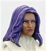 Female Head: "CHRISTINA" DARK Skin Tone with 2 (TWO) PURPLE Hair Pieces (LONG AND MEDIUM Length) Deluxe Set - 1:18 Scale MTF Valkyries Accessory for 3-3/4" Action Figures