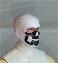 Male Head: Balaclava WHITE Mask with Black "JAW" Deco - 1:18 Scale MTF Accessory for 3-3/4" Action Figures
