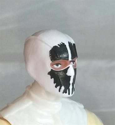 Male Head: Balaclava WHITE Mask with Black "SPLIT SKULL" Deco - 1:18 Scale MTF Accessory for 3-3/4" Action Figures