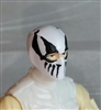 Male Head: Balaclava WHITE Mask with Black "FANG" Deco - 1:18 Scale MTF Accessory for 3-3/4" Action Figures