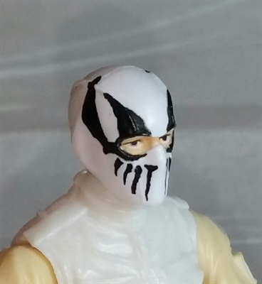 Male Head: Balaclava WHITE Mask with Black "FANG" Deco - 1:18 Scale MTF Accessory for 3-3/4" Action Figures