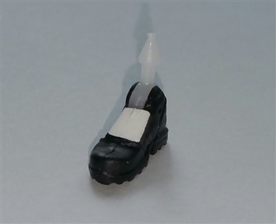 Male Footwear: Right Black Boot with White Armor - 1:18 Scale MTF Accessory for 3-3/4" Action Figures