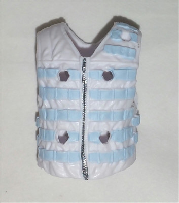 Male Vest: Tactical Type WHITE with Light Blue Version - 1:18 Scale Modular MTF Accessory for 3-3/4" Action Figures