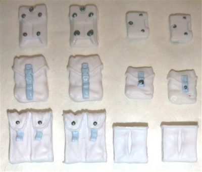 Pouch & Pocket Deluxe Modular Set: WHITE with Light Blue Version - 1:18 Scale Modular MTF Accessories for 3-3/4" Action Figures