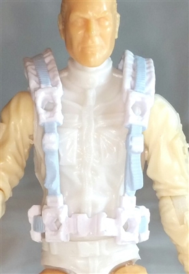 Male Vest: Harness Rig WHITE with Light Blue Version - 1:18 Scale Modular MTF Accessory for 3-3/4" Action Figures