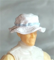 Headgear: Boonie Hat WHITE with Light Blue Version - 1:18 Scale Modular MTF Accessory for 3-3/4" Action Figures