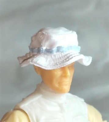 Headgear: Boonie Hat WHITE with Light Blue Version - 1:18 Scale Modular MTF Accessory for 3-3/4" Action Figures