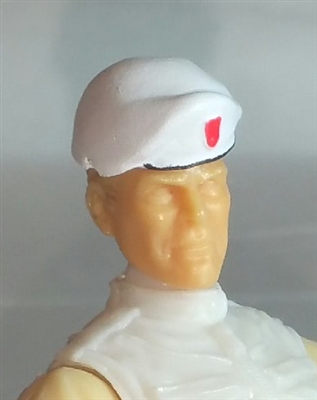 Headgear: Beret WHITE with Red Shield Version - 1:18 Scale Modular MTF Accessory for 3-3/4" Action Figures