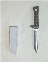 Fighting Knife & Sheath: Small Size WHITE Version - 1:18 Scale Modular MTF Accessory for 3-3/4" Action Figures