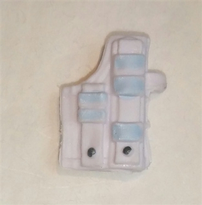 Pistol Holster: Large Right Handed with Loop WHITE with Light Blue Version - 1:18 Scale Modular MTF Accessory for 3-3/4" Action Figures