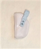 Pistol Holster: Small Left Handed WHITE with Light Blue Version - 1:18 Scale Modular MTF Accessory for 3-3/4" Action Figures