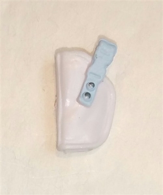 Pistol Holster: Small Left Handed WHITE with Light Blue Version - 1:18 Scale Modular MTF Accessory for 3-3/4" Action Figures
