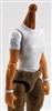 MTF Female Valkyries T-Shirt Torso ONLY (NO WAIST/LEGS): WHITE & WHITE Version with LIGHT Skin Tone - 1:18 Scale Marauder Task Force Accessory