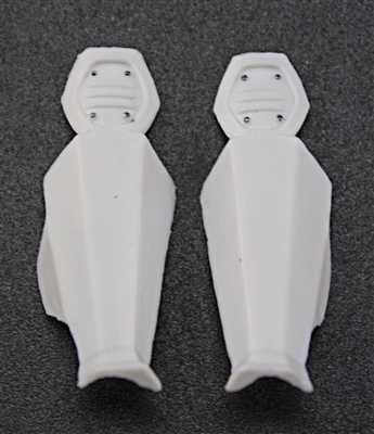 Female Shin Armor: WHITE Version - Left & Right (Pair) - 1:18 Scale Modular MTF Valkyries Accessory for 3-3/4" Action Figures
