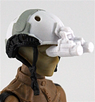 Headgear: NVG Night Vision Goggles with Plug WHITE Version - 1:18 Scale Modular MTF Accessory for 3-3/4" Action Figures