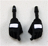 Female Hands: Black Gloves with White Pads - Right AND Left (Pair) - 1:18 Scale MTF Valkyries Accessory for 3-3/4" Action Figures