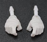 Male Hands: White Full Gloves Right AND Left (Pair) - 1:18 Scale MTF Accessory for 3-3/4" Action Figures