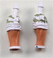 Male Forearms: Bare with White Camo Rolled Up Sleeves Light Skin Tone - Right AND Left (Pair) - 1:18 Scale MTF Accessory for 3-3/4" Action Figures