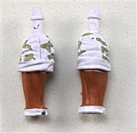 Male Forearms: Bare with White Camo Rolled Up Sleeves Tan Skin Tone - Right AND Left (Pair) - 1:18 Scale MTF Accessory for 3-3/4" Action Figures