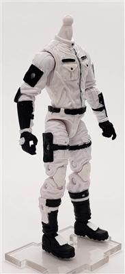 MTF Male Trooper Body WITHOUT Head WHITE with BLACK "Ghost-Ops" CLOTH Legs (No Leg Armor) - 1:18 Scale Marauder Task Force Action Figure