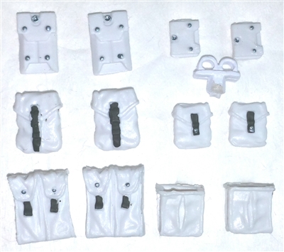 Pouch & Pocket Deluxe Modular Set: WHITE with Black Version - 1:18 Scale Modular MTF Accessories for 3-3/4" Action Figures