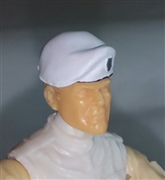 Headgear: Beret WHITE with Silver Shield Version - 1:18 Scale Modular MTF Accessory for 3-3/4" Action Figures