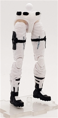 Female Legs WITH Waist: WHITE with BLACK Legs  - Right AND Left Legs WITH Waist - 1:18 Scale MTF Valkyries Accessory for 3-3/4" Action Figures