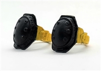 Knee Pads with Strap YELLOW & BLACK Version (PAIR) - 1:18 Scale Modular MTF Accessory for 3-3/4" Action Figures