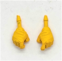 Male Hands: YELLOW Full Gloves Right AND Left (Pair) - 1:18 Scale MTF Accessory for 3-3/4" Action Figures