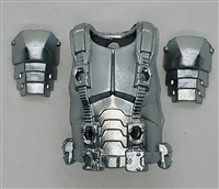 Male Vest: Armor Type SILVER Version - 1:18 Scale Modular MTF Accessory for 3-3/4" Action Figures