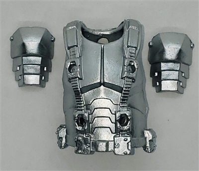 Male Vest: Armor Type SILVER Version - 1:18 Scale Modular MTF Accessory for 3-3/4" Action Figures