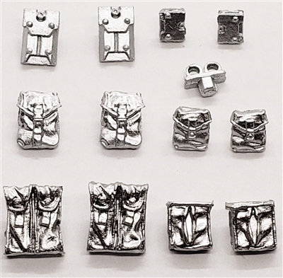 Pouch & Pocket Deluxe Modular Set: SILVER Version - 1:18 Scale Modular MTF Accessories for 3-3/4" Action Figures