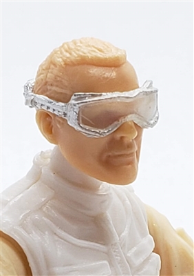 Headgear: Standard Goggles SILVER Version with CLEAR Tint Lenses   - 1:18 Scale Modular MTF Accessory for 3-3/4" Action Figures