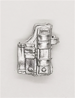Pistol Holster: Large Right Handed with Loop SILVER Version - 1:18 Scale Modular MTF Accessory for 3-3/4" Action Figures