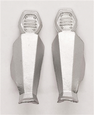 Female Shin Armor: SILVER Version - Left & Right (Pair) - 1:18 Scale Modular MTF Valkyries Accessory for 3-3/4" Action Figures