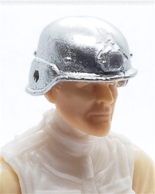 Headgear: LWH Combat Helmet SILVER Version - 1:18 Scale Modular MTF Accessory for 3-3/4" Action Figures