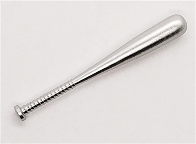 Baseball Bat: SILVER color with SILVER handle grip - 1:18 Scale Weapon Accessory for 3 3/4 Inch Action Figures