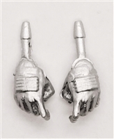 Female Hands: SILVER Gloves with SILVER Pads - Right AND Left (Pair) - 1:18 Scale MTF Valkyries Accessory for 3-3/4" Action Figures
