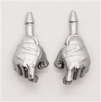 Male Hands: SILVER Full Gloves Right AND Left (Pair) - 1:18 Scale MTF Accessory for 3-3/4" Action Figures