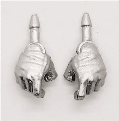 Male Hands: SILVER Full Gloves Right AND Left (Pair) - 1:18 Scale MTF Accessory for 3-3/4" Action Figures