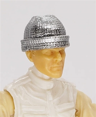 Headgear: Knit Cap "Ski Cap" SILVER Version - 1:18 Scale Modular MTF Accessory for 3-3/4" Action Figures