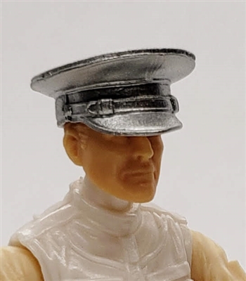 Headgear: Officer Cap "Dress Hat" SILVER Version - 1:18 Scale Modular MTF Accessory for 3-3/4" Action Figures