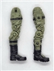 Male Legs: GREEN and BLACK Cloth Legs (NO Armor) -  Right AND Left Pair-NO WAIST-LEGS ONLY  - 1:18 Scale MTF Accessory for 3-3/4" Action Figures