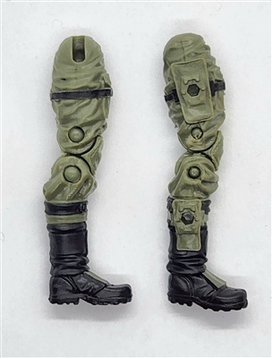 Male Legs: GREEN and BLACK Cloth Legs (NO Armor) -  Right AND Left Pair-NO WAIST-LEGS ONLY  - 1:18 Scale MTF Accessory for 3-3/4" Action Figures