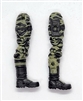Male Legs: GREEN and BLACK CAMO (Jungle-Ops) Cloth Legs (NO Armor) -  Right AND Left Pair-NO WAIST-LEGS ONLY  - 1:18 Scale MTF Accessory for 3-3/4" Action Figures